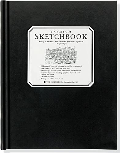 Premium Black Sketchbook - Large (8-1/2 inch x 11 inch, Micro-Perforated Pages)