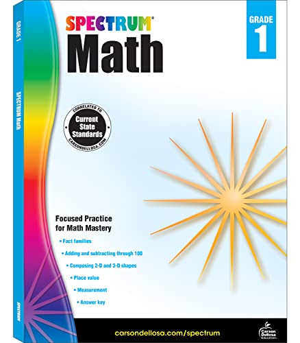 Spectrum 1st Grade Math Workbook, Addition and Subtraction Through 100, Place Value, Fact Families, 2-D and 3-D Shapes, Spectrum Grade 1 Math Workbook for Classroom or Homeschool Curriculum