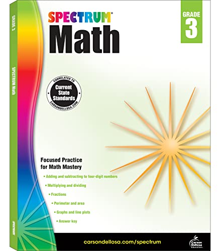 Spectrum 3rd Grade Math Workbooks, Multiplication, Division, Fractions, Addition and Subtraction With 4-Digit Numbers, Graphing, Spectrum Grade 3 Math Workbook for Classroom or Homeschool Curriculum
